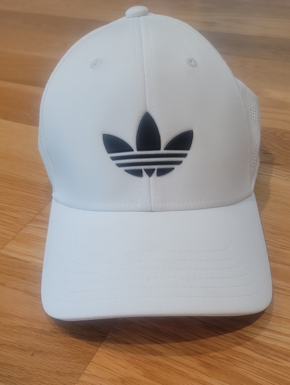 adidas White Baseball Cap with Black Trefoil Logo